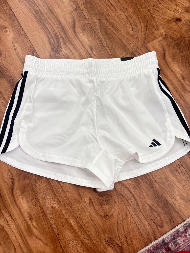 Nwt Adidas Break The Norm Shorts Women Small White Black 3 Stripes Athletic